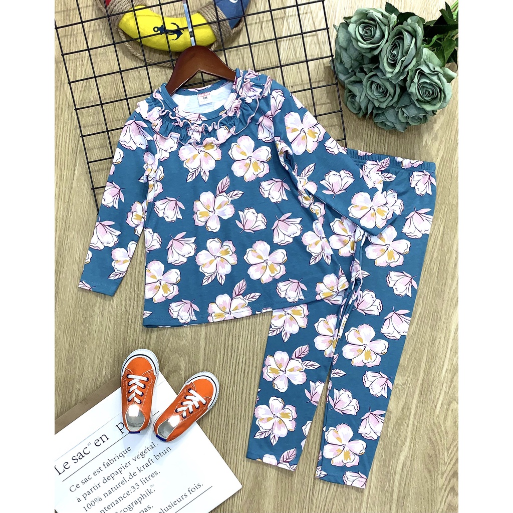 Đồ bộ dài tay bé gái ❤bộ bé gái tay dài size đại cotton borrip Jennie kids J344