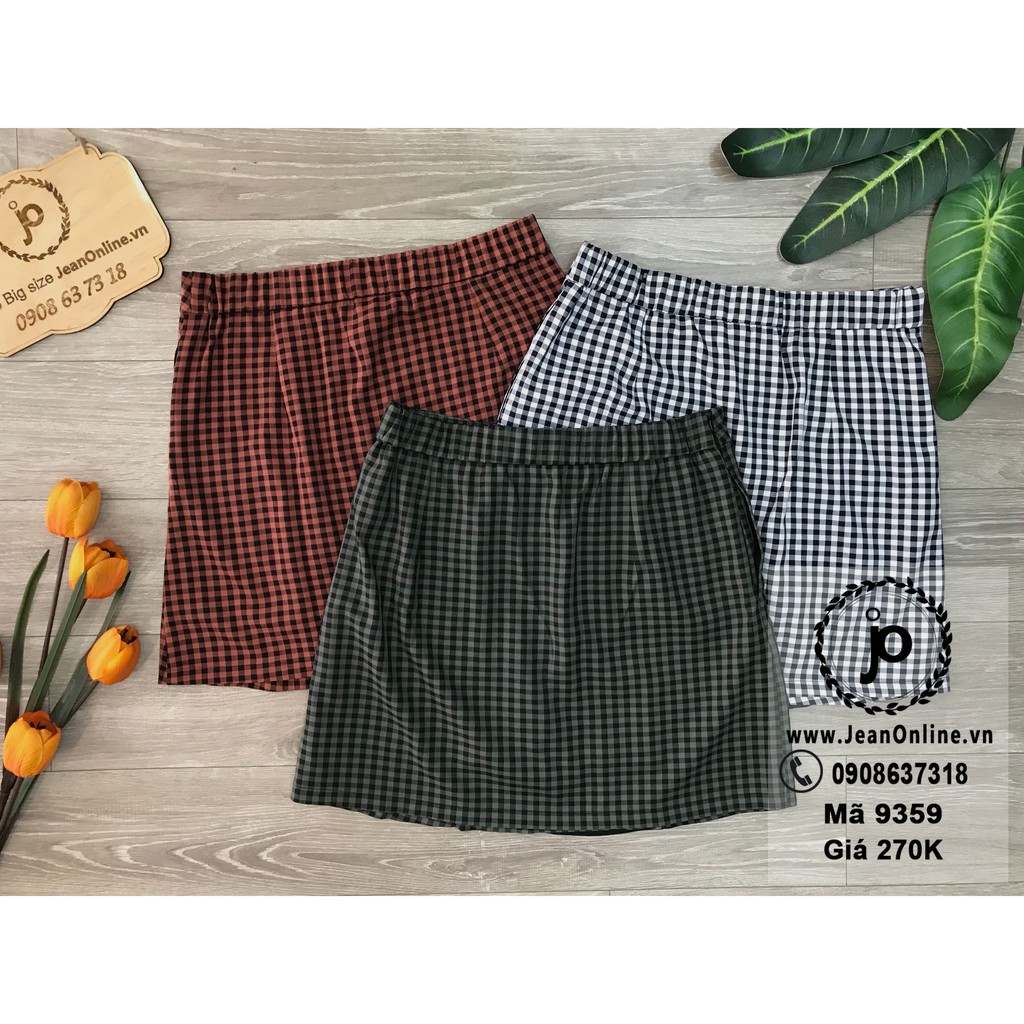 [Mã FAGREAT55 giảm tới 50K đơn 250K] Bigsize Nữ - Short Váy Caro Vạt Xéo (MS: 9359) | BigBuy360 - bigbuy360.vn