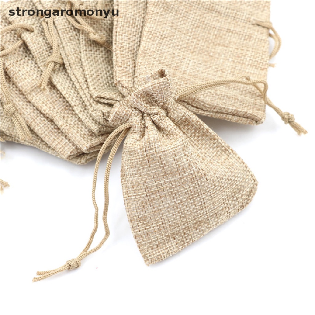 Set 10 túi dây rút bằng vải bố cỡ nhỏ dùng để đựng quà cưới