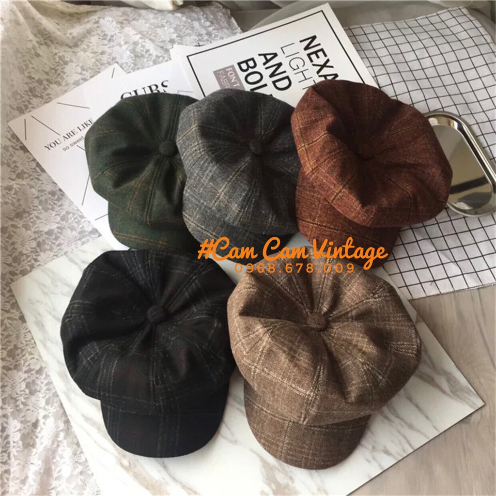 Mũ lưỡi trai dạ Newsboy nón cap hat dạ mũ phớt thuỷ thủ nam nữ MŨ DẠ PHỚT CARO NEWSBOY