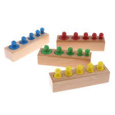 Bộ 4 thanh núm trụ màu Montessori - đồ chơi gỗ cảm quan