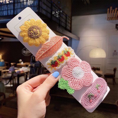 [ Ảnh Thật] Set Kẹp Tóc Mái Đan Len Cực Xinh