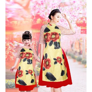 GIÁ SỈ- ÁO DÀI CÁCH TÂN MẸ VÀ BÉ( ÁO MẸ + ÁO BÉ)