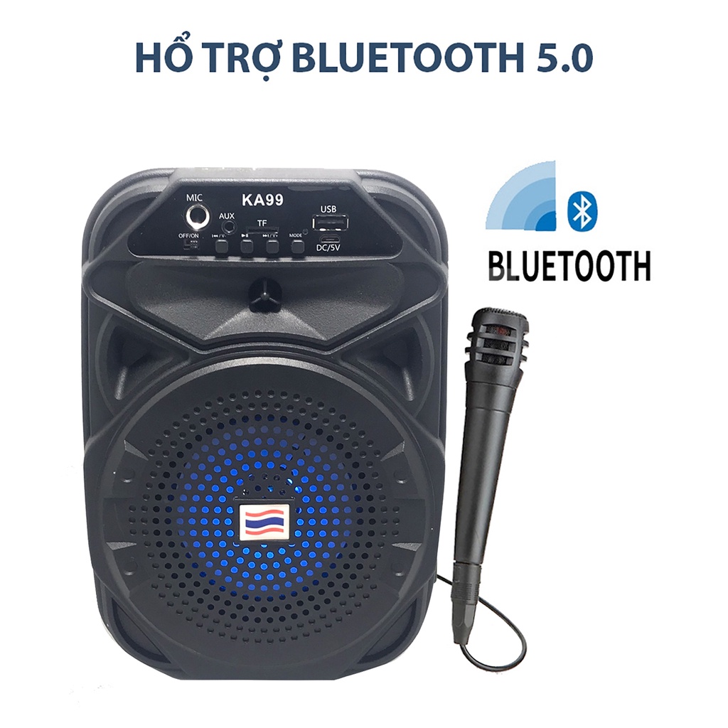 Loa Bluetooth Karaoke Công Suất Cực Lớn, Loa Xach Tay Mini K99 Tặng Kèm Micro - BẢO HÀNH 1 ĐỔI 1 NẾU LỖI