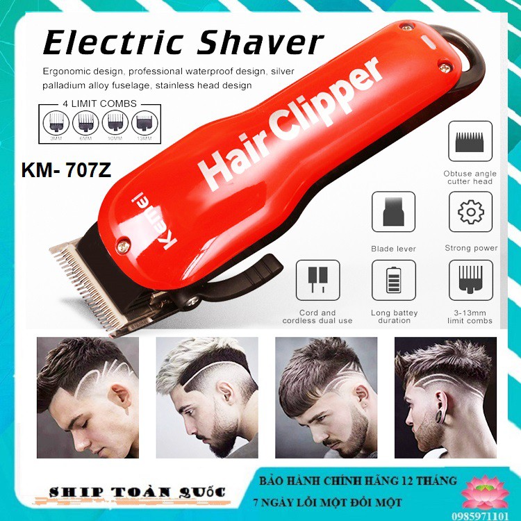 Tông đơ cắt tóc chuyên nghiệp pin sạc lưỡi kép Kemei Km-707Z,chất hơn tông đơ codos,wahl,kemei - SENVANGSHOP