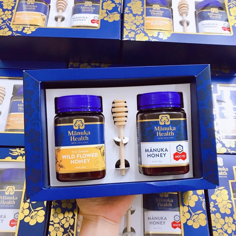( Mua 2 Tặng 1) Set mật ong Manuka Health MGO 115+ & mật ong rừng Wild Flower - Hàng Úc đủ bill