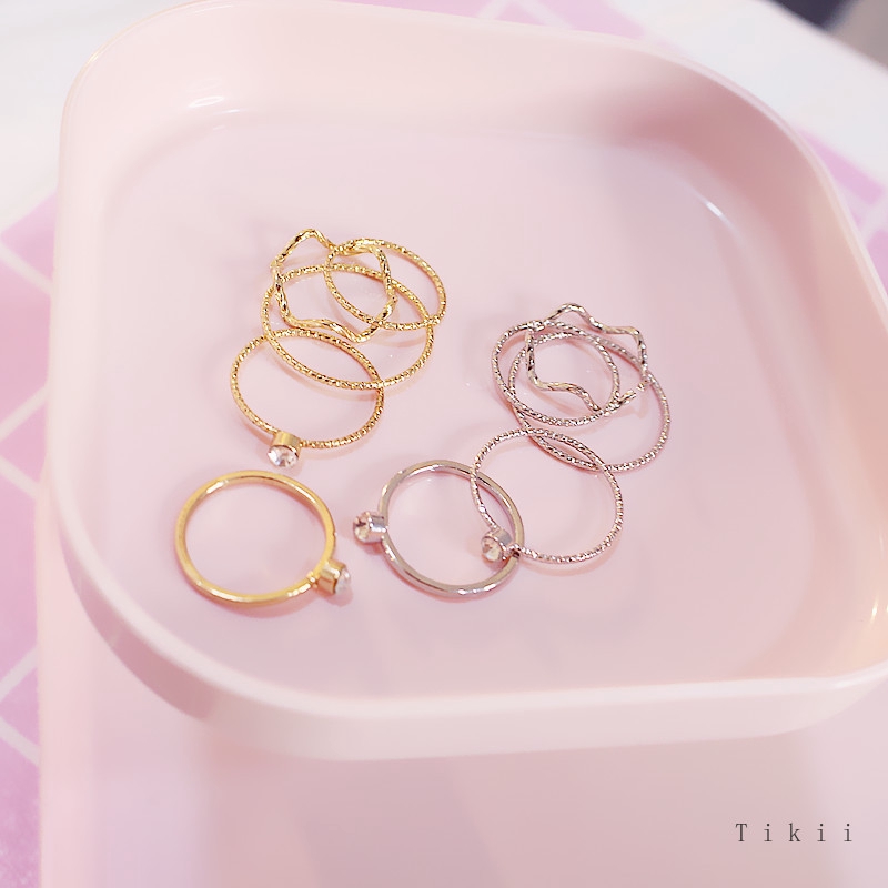 Set 5 nhẫn đính đá thời trang cho nữ