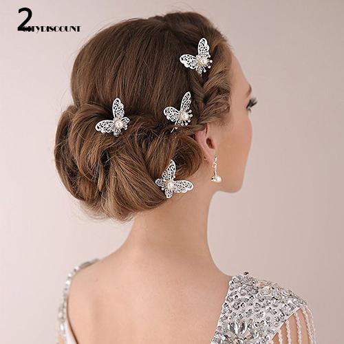 Bộ 6 trâm cài tóc hình bươm bướm thời trang dành cho cô dâu