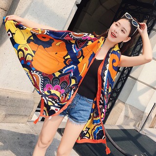 Khăn choàng bojho đi biển họa tiết thổ cẩm nhiều màu - Mã LN036