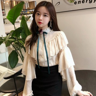 Áo sơ mi nơ bánh bèo