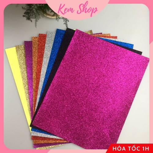 Giấy Xốp Nhũ Kim Tuyến Handmade DIY Thủ Công Size A4 Nhiều Màu - K100