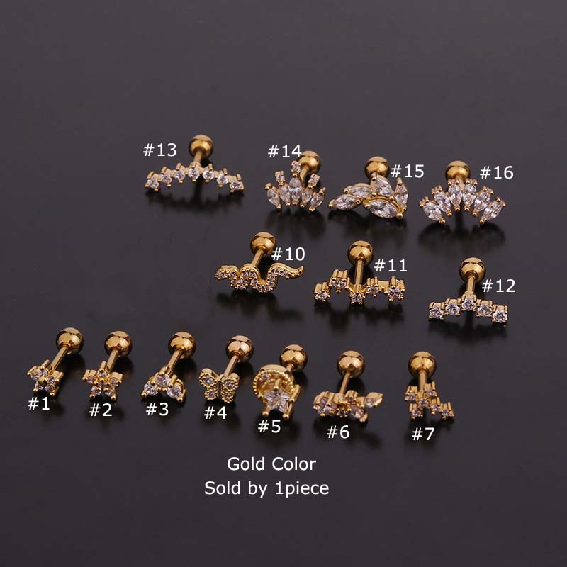 Bông Tai Đinh Tán Bằng Thép Không Gỉ 16g 6mm