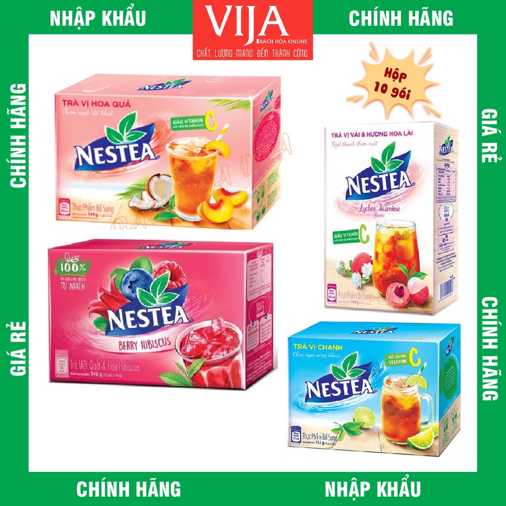 Trà Việt Quất Và Hoa Atiso Đỏ/ Trà Vải & Hoa Lài/ Hoa Quả Nestea Hộp 10 Gói x 14g