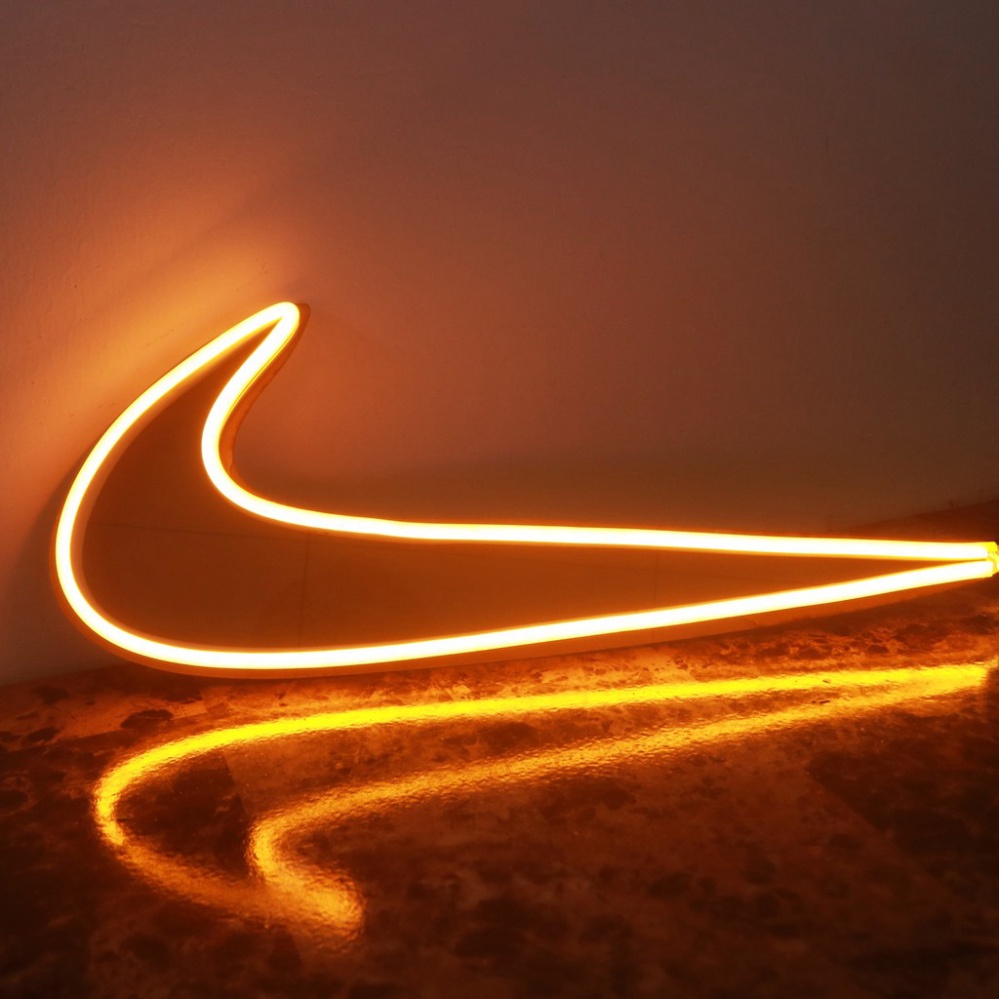 Đèn neon logo hình nike decor phòng ngủ, Thiết kế led neon theo yêu cầu nhiều màu sắc.