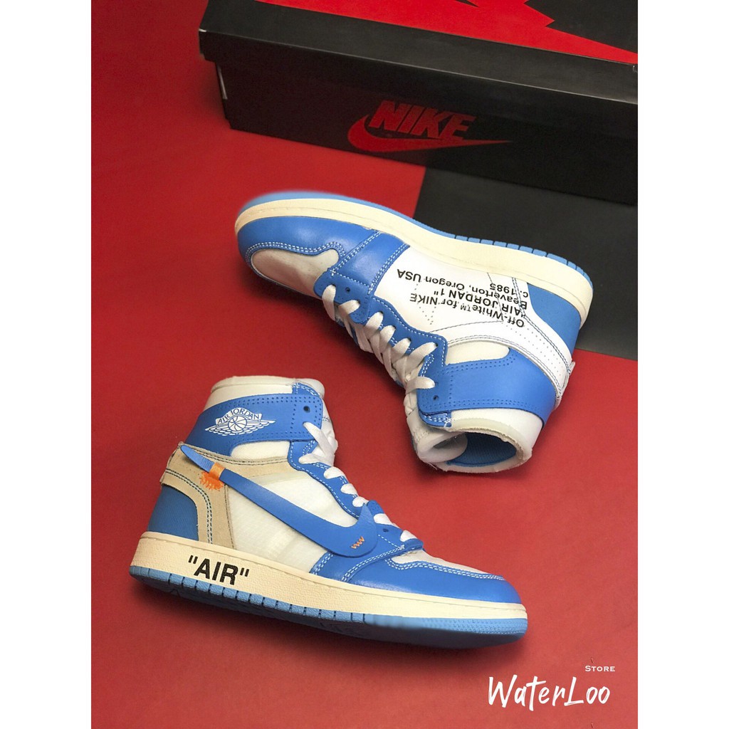 (FREESHIP+HỘP+QUÀ) Giày Thể Thao AIR JORDAN 1 OFF WHITE Retro High University UNC Xanh Trắng Siêu Phong Cách