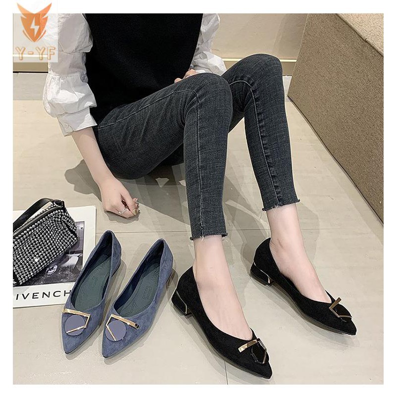 [High quality]Net celebrity pointed toe shoes spring 2021 new wild lady style gentle thick heel high heels fairy mid-heeled shoes