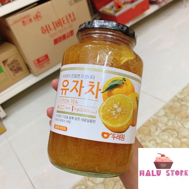 Mật ong chanh đào mẫu mới Hàn Quốc hũ 1kg