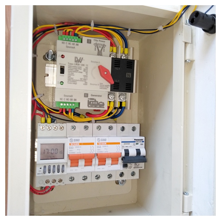 COMBO Tủ điện ATS 100A 220V - Aptomat Chống giật Panasonic 63A Đảo 2 nguồn tự động chu kỳ 7 - 30 ngày