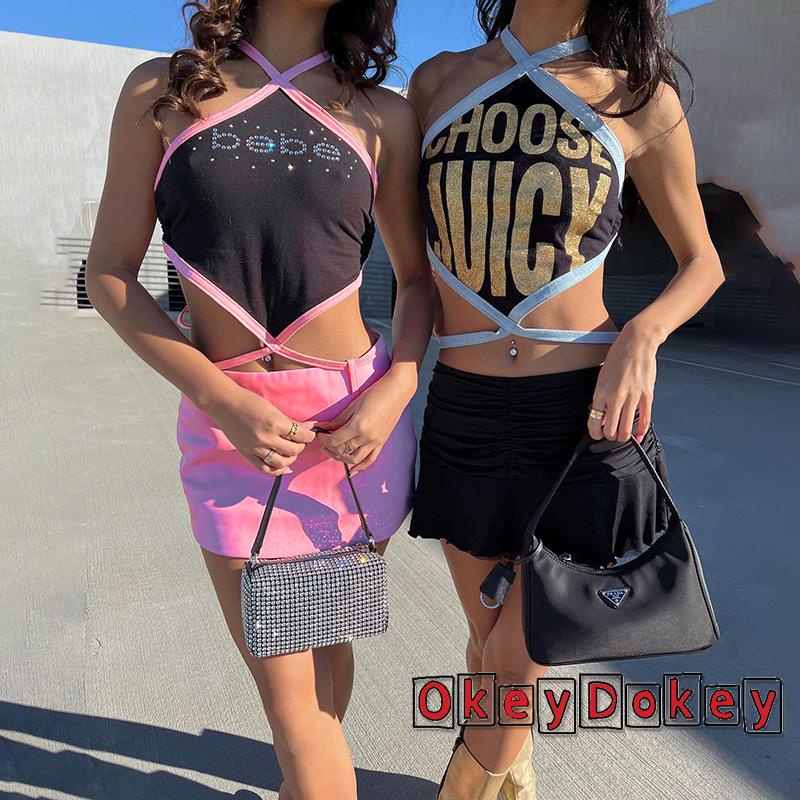 Áo Croptop Hai Dây Sát Nách Hở Lưng Ôm Dáng Thời Trang Mùa Hè Y2K Cho Nữ