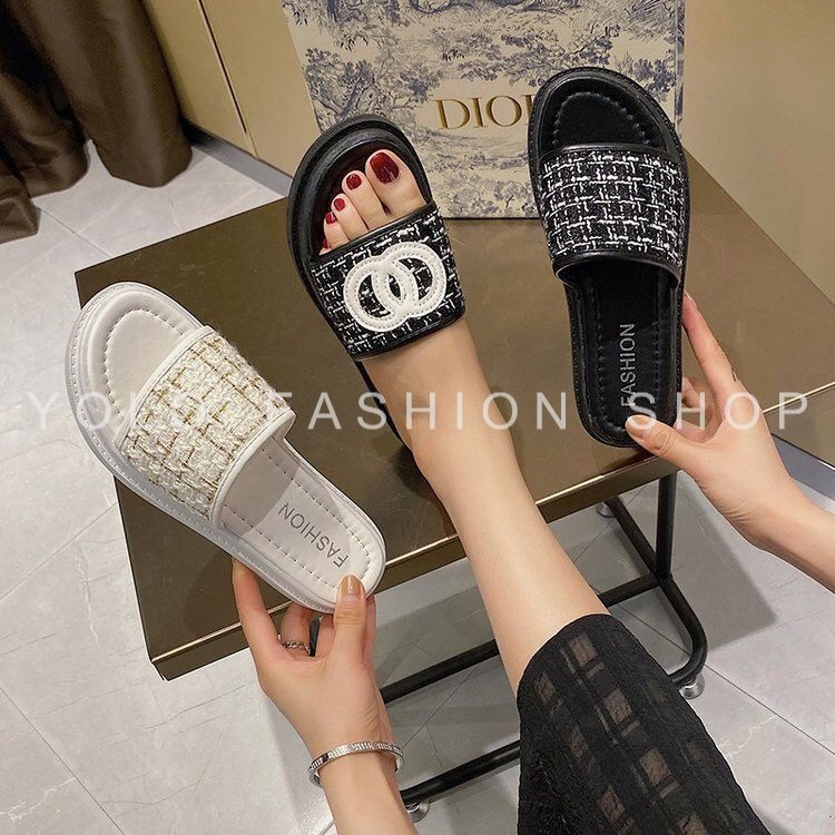 Dép lê nữ quai ngang đế cao 3p phối dạ sang chảnh hàng siêu nhẹ cao cấp chuẩn đẹp - D35