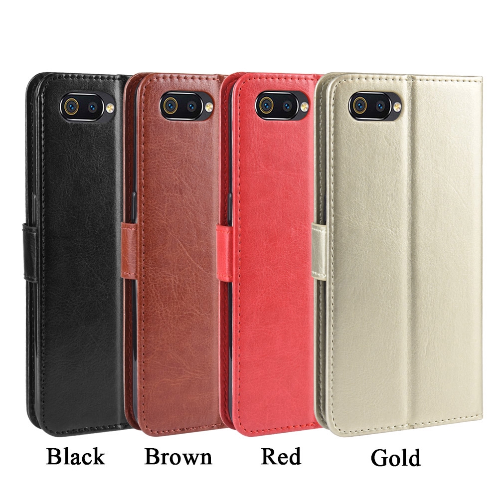 Bao da điện thoại kiêm ví đựng thẻ và chân đứng bằng PU ngựa điên dành cho OPPO A1K Realme C2 | BigBuy360 - bigbuy360.vn