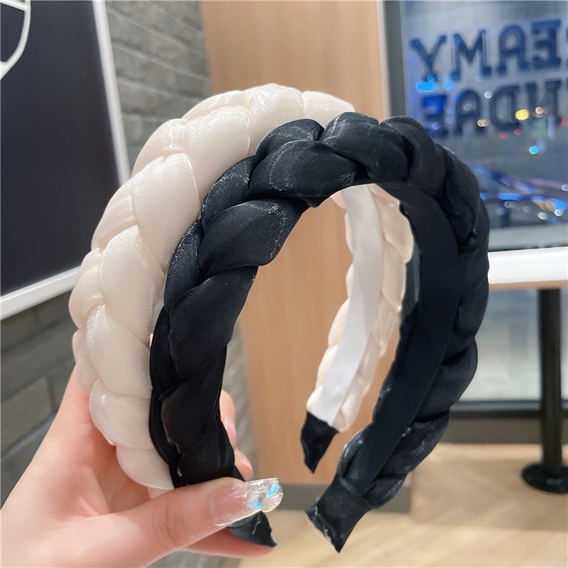 Băng Đô Cài Tóc Bản Rộng Phối Lưới Thắt Nút Phong Cách Hàn Quốc Thời Trang Cho Nữ