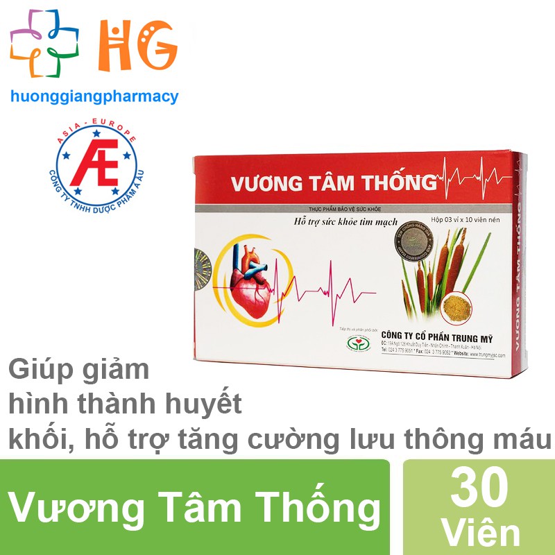 Vương Tâm Thống - Giúp giảm hình thành huyết khối, hỗ trợ tăng cường lưu thông máu (Hộp 30 Viên)