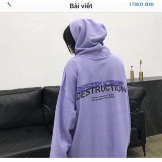 ☀️Áo Hoddie Nỉ Tím Destruction