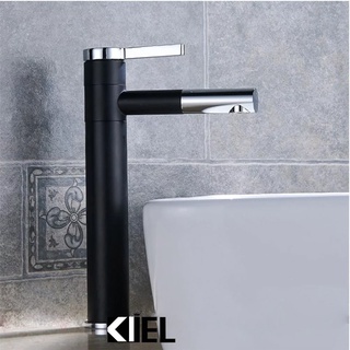 Vòi lavabo nóng lạnh màu đen 30cm cao cấp
