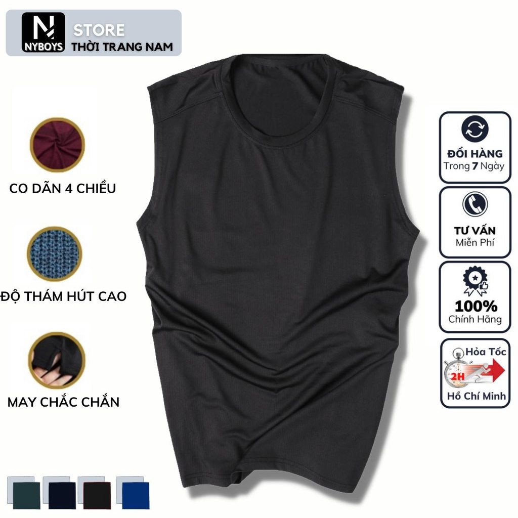Áo Sát Nách Nam Tập Gym Thể Thao Cao Cấp Áo Ba Lỗ Thể Thao Co Dãn Thoáng Mát - 4 Màu