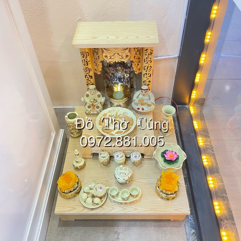 Bộ đồ thờ thần tài màu vàng ánh kim