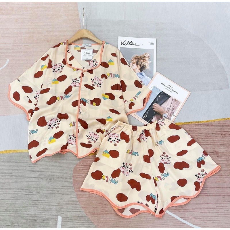 Bộ Pijama Lụa Bò Sữa Siêu Hot | BigBuy360 - bigbuy360.vn