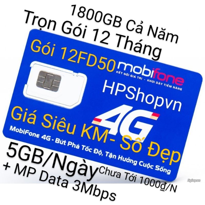 SIM MOBIFONE 12FD50 TRỌN GÓI 12 THÁNG 5GB/NGÀY (Free Data Khi Hết 5Gb Tốc Độ 3Mbps)