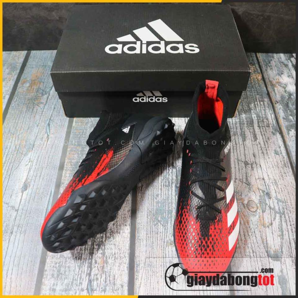 ĐẸP Giày sân cỏ nhân tạo Predator 20.3 TF đen đỏ cổ cao | Ôm chân, da vải, ảnh thật 100% ."{