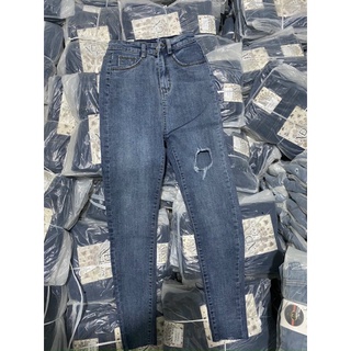 Quần jeans ôm cạp cao hack dáng màu siêu tây