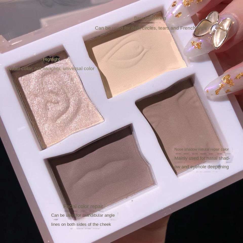 Bảng Phấn Bắt Sáng Bốn Màu Sắc Tạo Hiệu Ứng Lì / Ánh Nhũ Ba Chiều