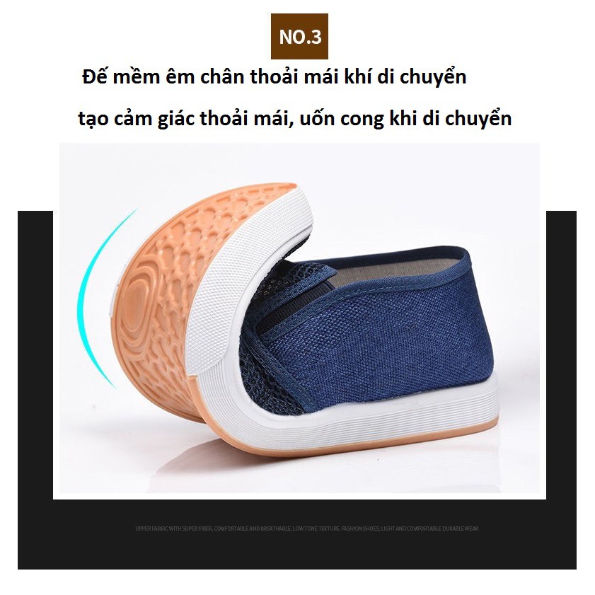 Giày lười vải lưới nam Bally 2 Màu thoáng khí đơn giản phù hợp mọi nơi