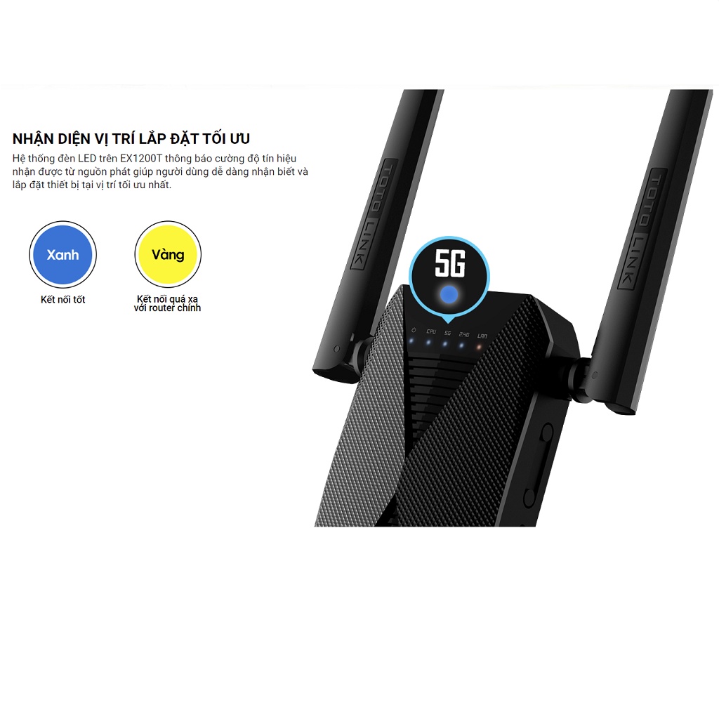 Kích sóng wifi Totolink EX1200T bộ kích wifi băng tần kép AC1200Mpbs - Hàng chính hãng bảo hành 24 tháng