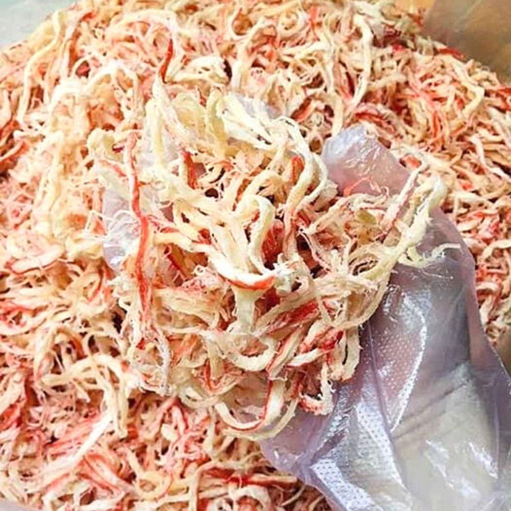 1kg Khô MỰC HẤP nước dừa xé sợi, kèm tương ớt, túi zip, ăn vặt ngon SnackFood