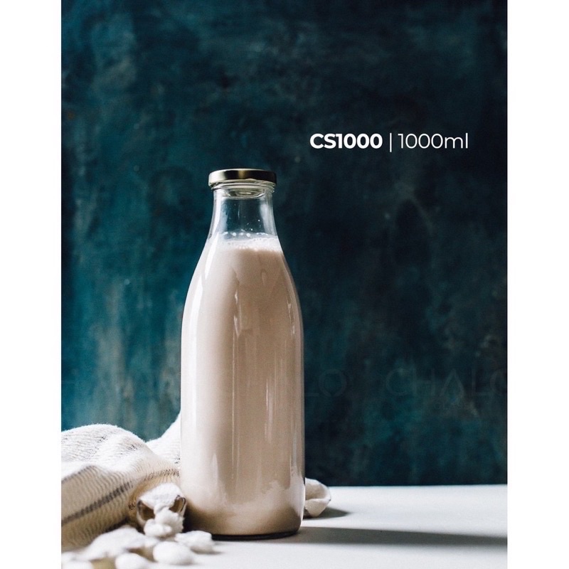Chai Thuỷ Tinh Đựng Sữa, Mật Ong, Nước Ép 500ml ~ 1000ml Nắp Kim Loại Tiện Lợi