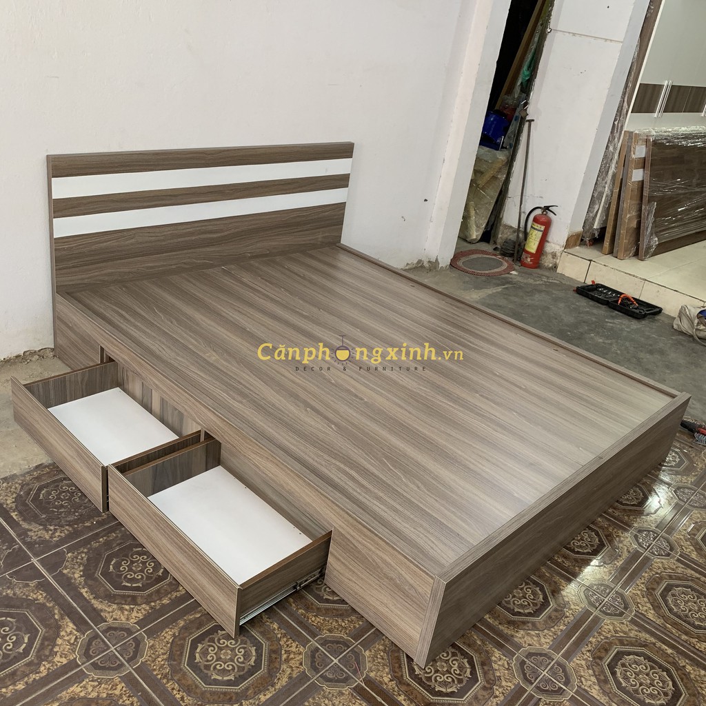 [Freeship HCM] Giường ngủ gỗ cn MDF 2 hộc kéo CPX-G26