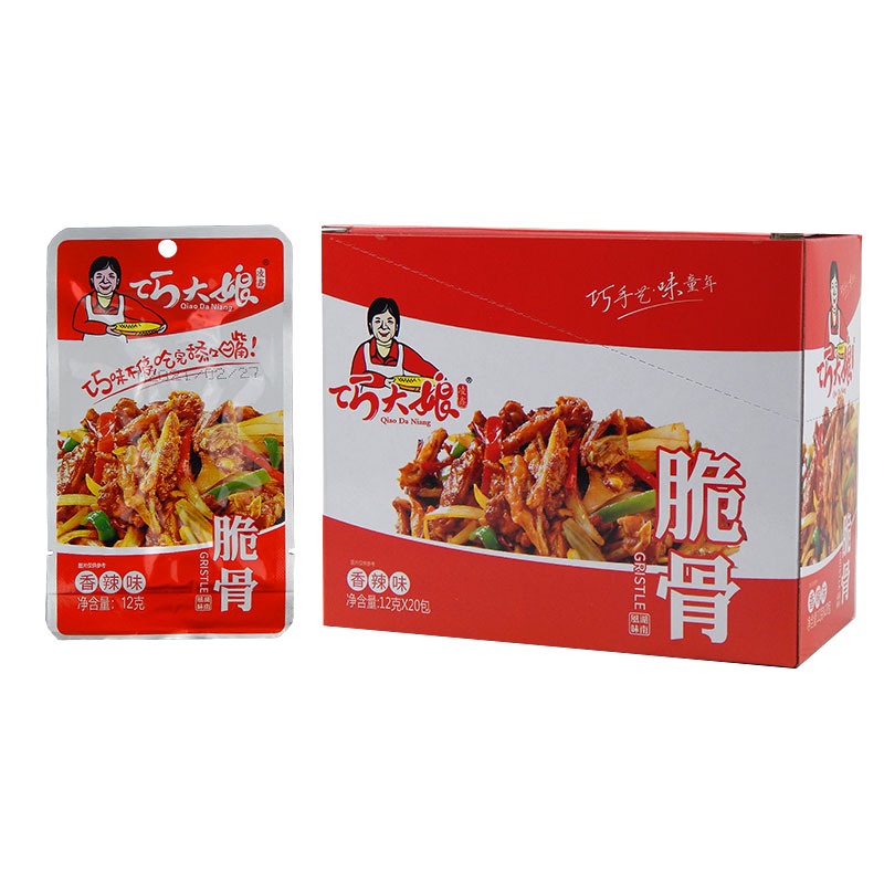 Hộp 20 Gói Sụn Heo Xào Cay Qiao Da Niang 12g | BigBuy360 - bigbuy360.vn