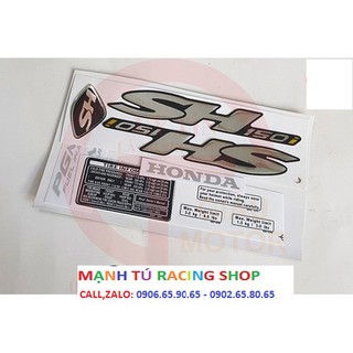 BỘ TEM GỒM CHỮ SH MÀU BẠC VÀ THÔNG SỐ BẮNG DECAL DÁN XE SH Ý 2008