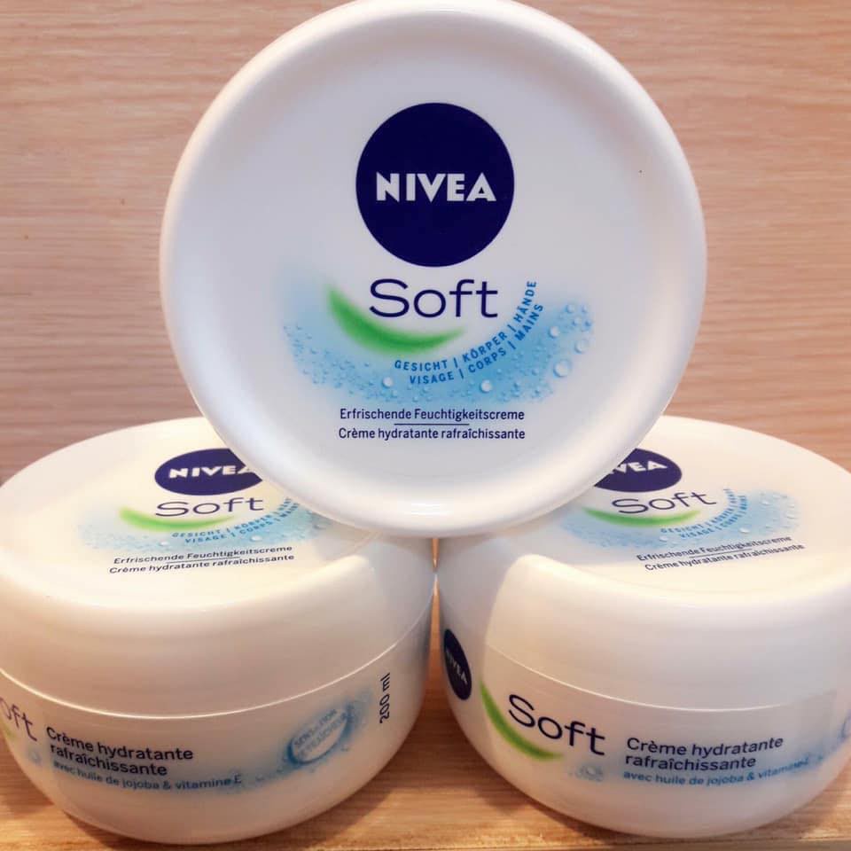 Kem dưỡng ẩm Nivea Soft cho da mặt và toàn thân, kem dưỡng da chống khô nẻ 200ml [Hàng nội địa Đức]