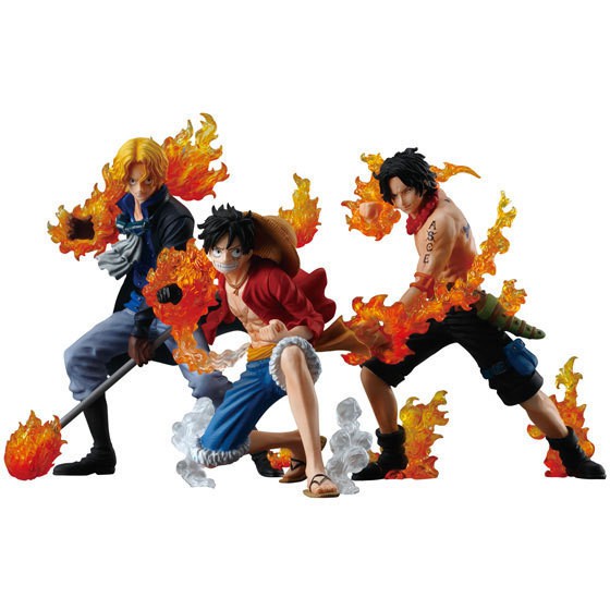 Mô Hình One Piece Anime Gundam Figure Luffy Ace Sabo Attacking Styling