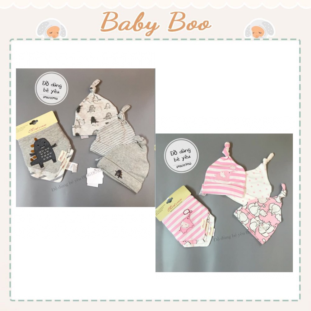 Mũ sơ sinh, yếm quàng momcare 2-36m cho bé [ babyboo]