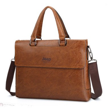 Túi xách công sở JEEP BULUO mã T02 đựng vừa laptop 14inch 39x29x8cm (Nâu đậm-Nâu sáng-Đen)