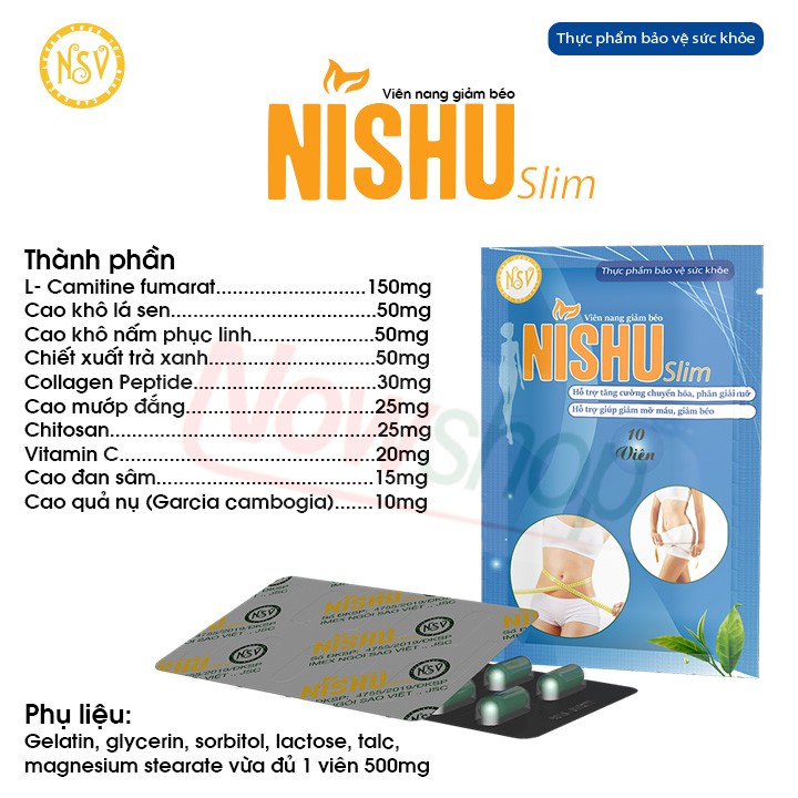 Viên uống giảm cân nhanh tại nhà Nishu Slim giúp đào thải mỡ thừa cấp tốc và giữ dáng sau sinh hiệu quả an toàn