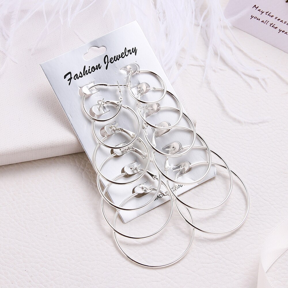 Set bông tai tròn mạ vàng thời trang cho nữ