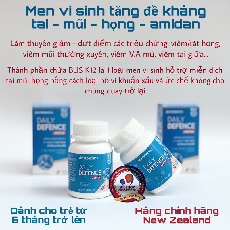 Men vi sinh Daily Defence Blis Probiotics hàng chính hãng Newzealand